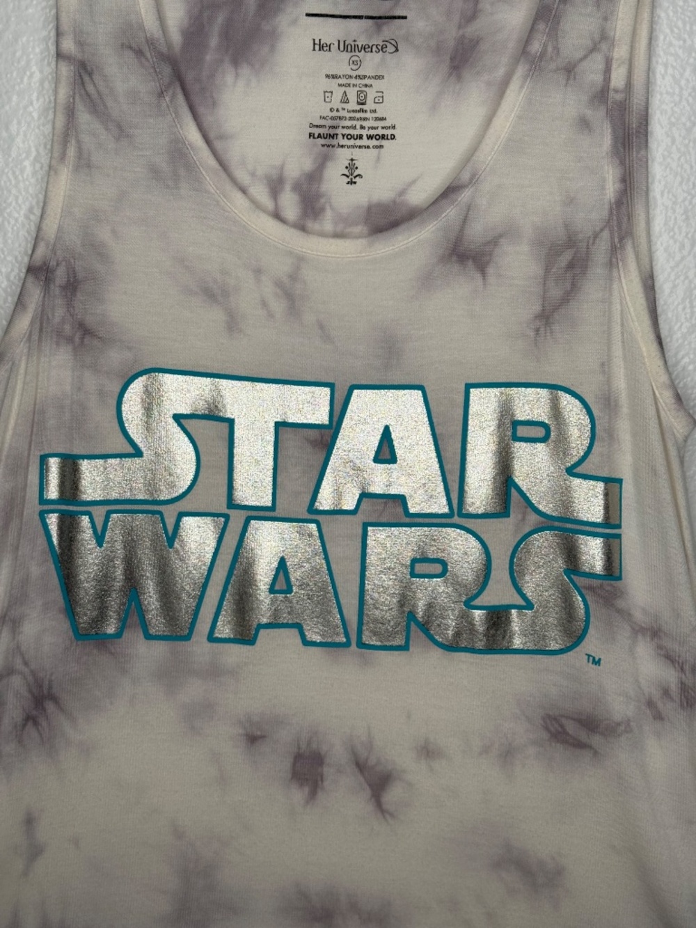 Her Universe Star Wars Cloud Wash Tie Dye Tank Top Women’s XS Metallic Logo - Picture 3 of 6
